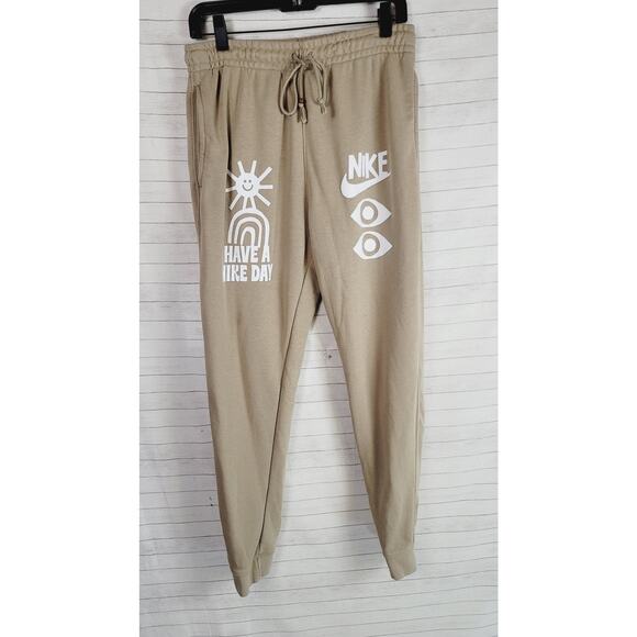 Nike HBR Fleece Tech Pants Have A Nike Day in Tan, sz Small - Picture 14 of 14